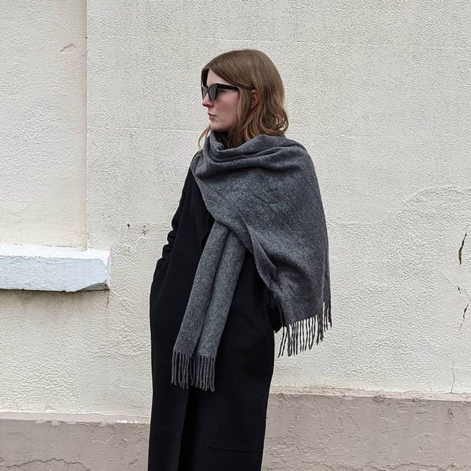 TBCo | Lambswool Oversized Scarf in Charcoal Melange