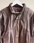 Distressed Brown Leather Bomber