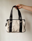 Ivory + Black Mini Duffle Purse