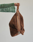 Cognac Suede Leather Sling Backpack - Hey Jude