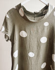 Olive Linen Dot Dress