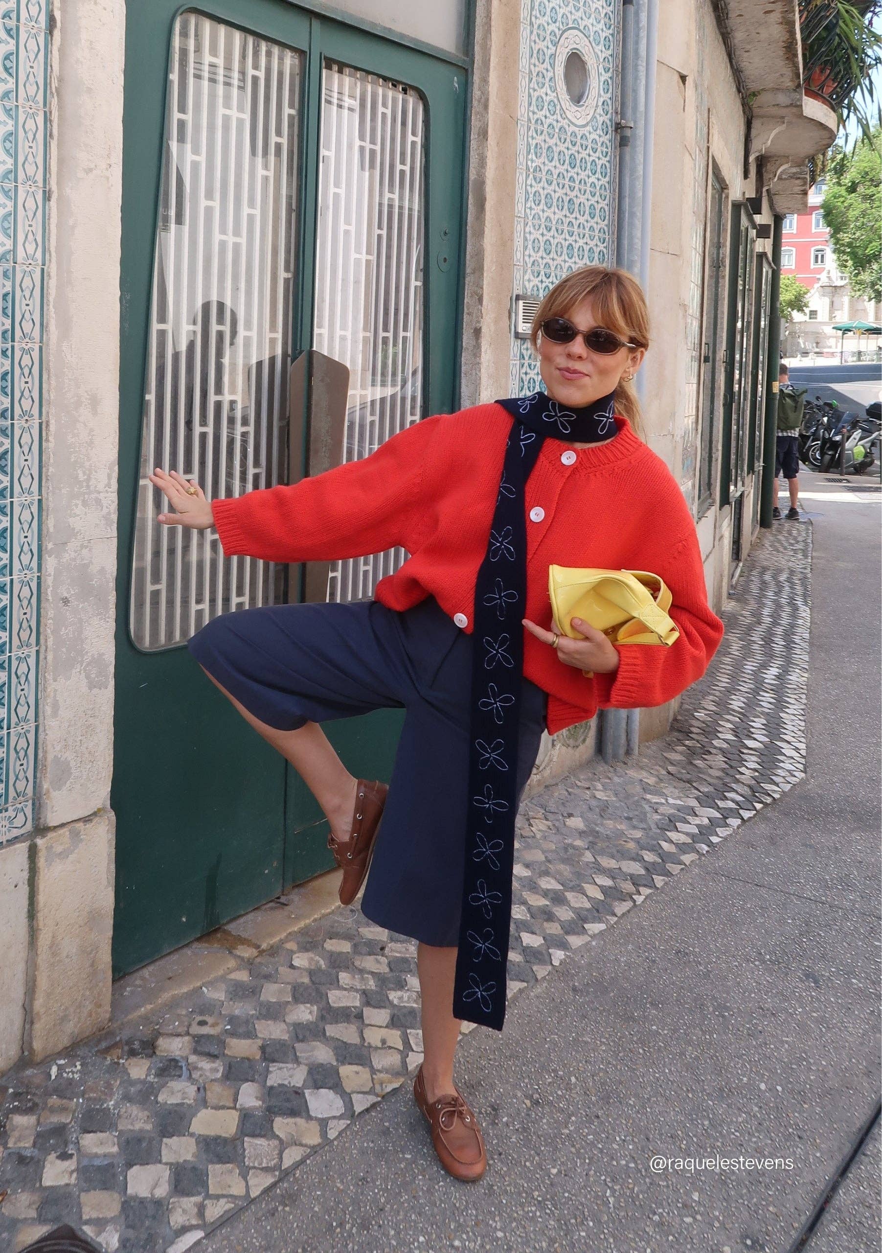 TBCo | Merino Wool Skinny Scarf in Navy Flora