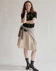 Oyster Silk Pleat Skirt