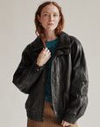 Onyx Oversized Leather Bomber Jacket - Hey Jude