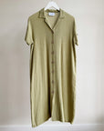 Olive Knit Cotton Shirt Dress