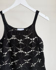 Black Cotton Crochet Top