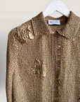 Taupe Crinkle Flower Long Sleeve