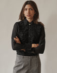Ink Silk Ruched Button Up