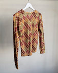 Autumn Argyle Silk + Lambswool V-neck Knit