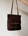 Chocolate Suede Leather Tote