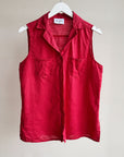 Cherry Linen Sleeveless Blouse