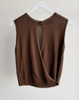 Espresso Ribbed Knit Keyhole Top