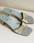 Sky Blue Snakeskin Kitten Heels | Size 37.5