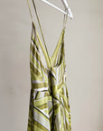 Avocado Geometric Silk Maxi Dress