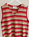 Striped V-neck Knit Top