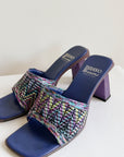 Indigo Woven Leather Mules | Size 37