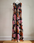 Tropical Floral Silk Maxi Dress