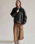 Onyx Oversized Leather Bomber Jacket - Hey Jude