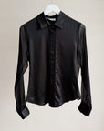 Onyx Mixed Silk Long Sleeve Blouse - Hey Jude