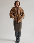 Toast Sueded Leather Bomber