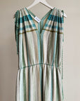 Striped Woven Cotton Long Dress