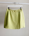 Lime Silk Wrap Mini Skirt