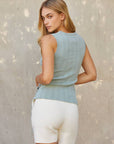 Crescent | Linen Cotton Ribbed Knit Tank in Sky