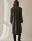 Charcoal Textured Wool Column Coat