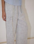 Deiji Studios | Eyelet Linen Pant in Fine Stripe - Hey Jude