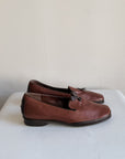 Teak Leather Tassel Loafers | Size 6