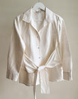 Pearl Iridescent Silk Tie Blouse