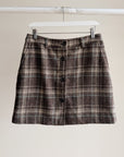 Brown Plaid Button Front Mini Skirt - Hey Jude