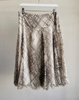 Cream Abstract Layered Silk Flutter Skirt
