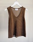 Rust Brown Ribbed V-Neck Knit