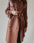 Vintage Escada Brown Leather Trench