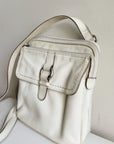 Cream Leather Buckle Crossbody