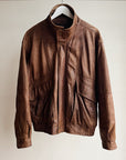 Walnut Leather Bomber Jacket