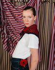 TBCo | Merino Wool Triangle Scarf in Navy & Red Stripe