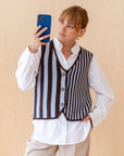 TBCo | Merino Wool Vest in Blue Stripe