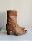 Camel Leather Western Boots | Size 8