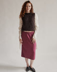 Raspberry Cashmere + Silk Knit Midi Skirt