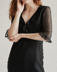 Raven Sheer Silk Ruffle Maxi Dress