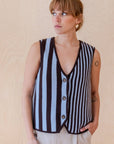 TBCo | Merino Wool Vest in Blue Stripe