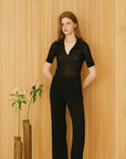 Lèmme | Micro Pointelle Cotton Polo in Black