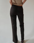 Chocolate Suede Equestrian-Style Pant