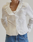 White Romantic Pleated Cotton Blouse - Hey Jude
