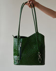 Emerald Textured Convertible Leather Backpack