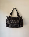 Dark Chocolate Studded Leather Bag