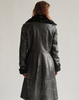 Black Lamb Leather with Fur Trench Coat - Hey Jude