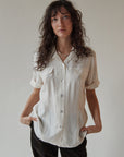 Ivory Silk Utility Button Up